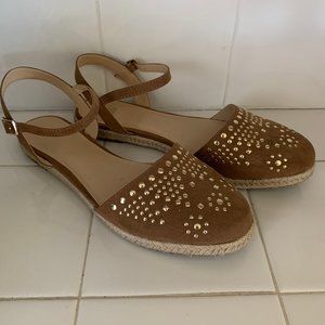 Sling Back Suade Studded Shoes